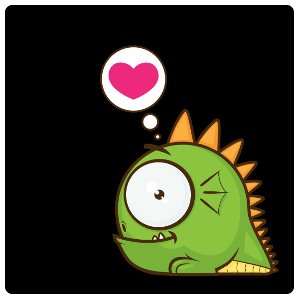 Cute cartoon monster with heart vector monster cute cartoon cute   