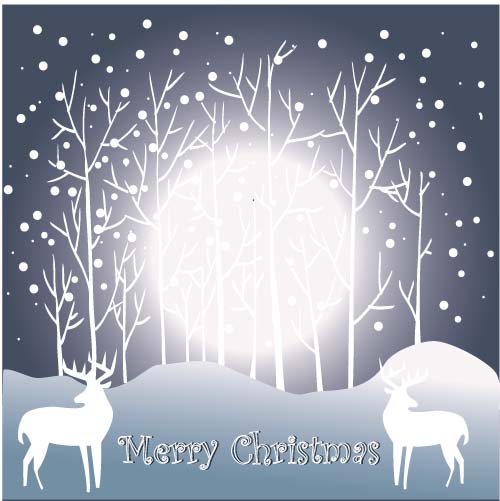 Reindeer and snow landscape christmas background vector 04 reindeer landscape christmas background   
