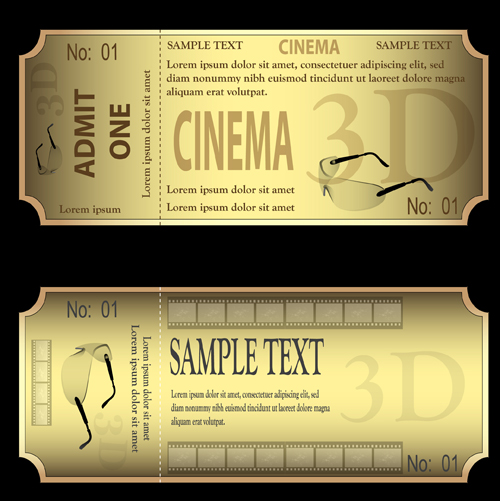 Vector Gold ticket design elements 02 ticket gold elements element design elements   