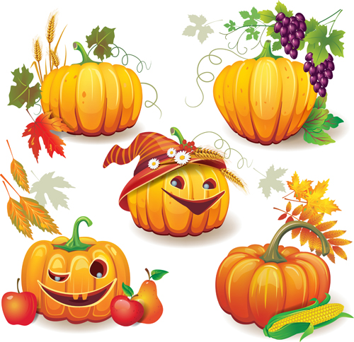 Funny Autumn pumpkins vector graphic 02 pumpkin funny autumn   