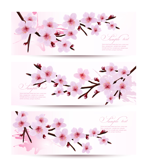 Beautiful pink flowers vector banner 02 pink flowers flower beautiful banner   