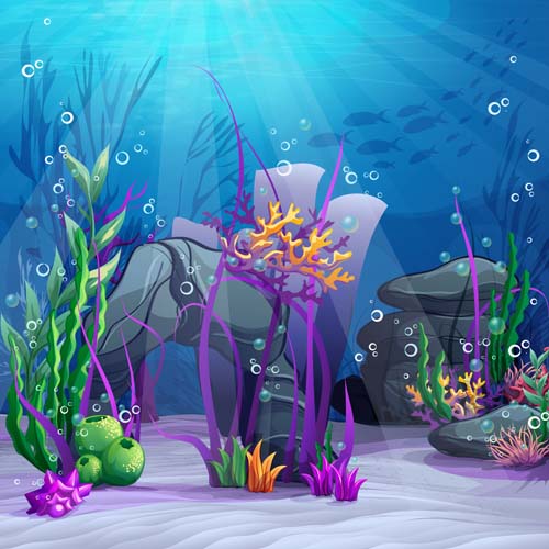 Cartoon underwater world beautiful vector 07 37070 world underwater cartoon beautiful   