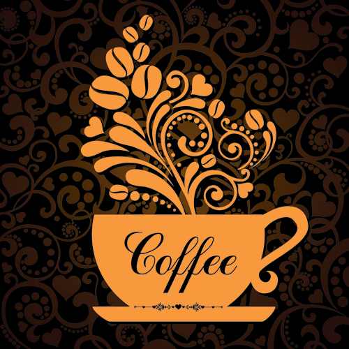 Coffee cup with floral background vector 01 floral background floral coffee cup coffee background vector background   