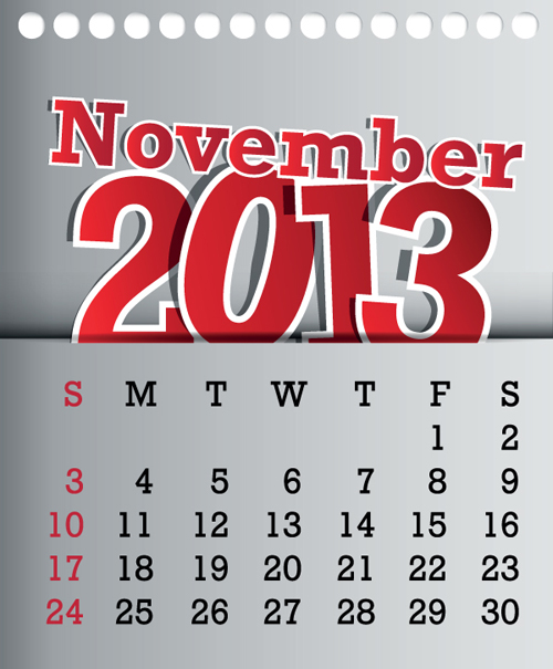 Calendar November 2013 design vector graphic 11 November calendar 2013   