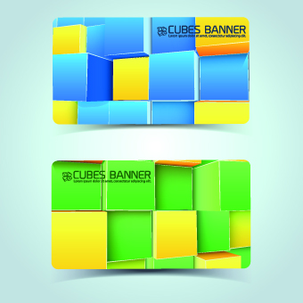 Colored Cubes banner card design vector 01 cubes colored card banner   