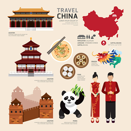 Chinese travel cultural elements vector material travel elements cultural chinese   