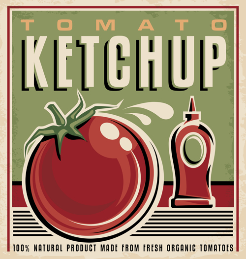 Fresh tomato retro style poster vector material 08 vector material tomato Retro style Retro font poster   