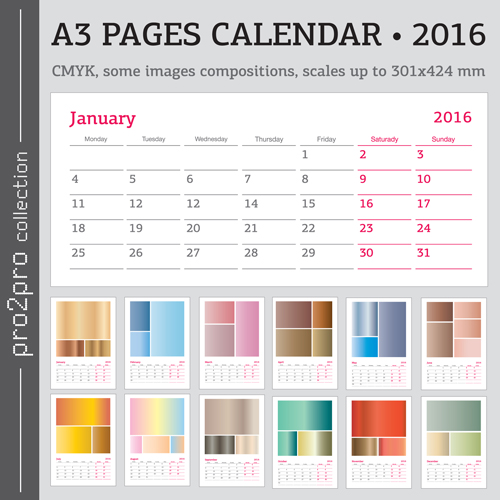 Desk calendar template 2016 vector material 03 template desk calendar calendar 2016   