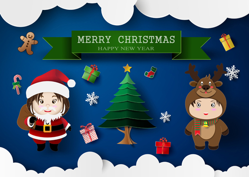 Chrismas cartoon kids vectors material 04 material kids Chrismas cartoon   