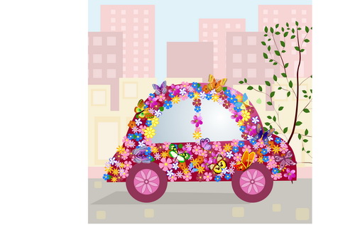 Beautiful floral car design graphics 02 floral car beautiful   