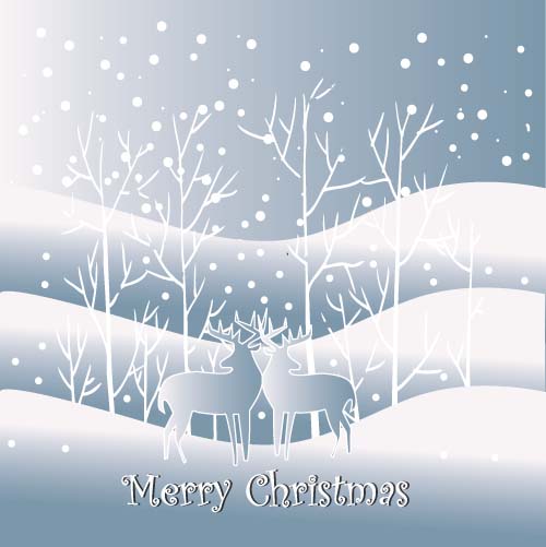 Reindeer and snow landscape christmas background vector 06 reindeer landscape christmas background   