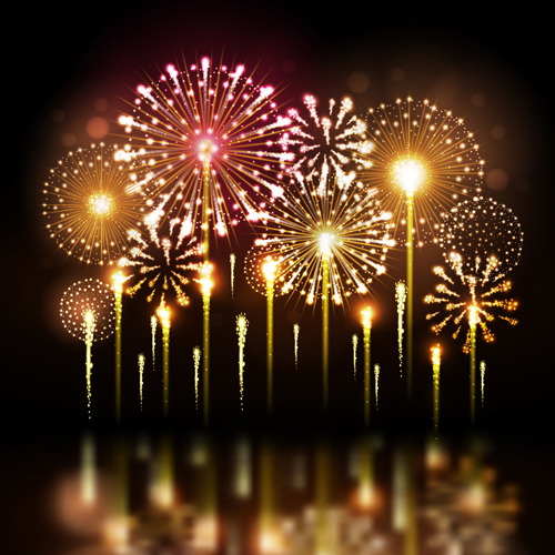 Holiday fireworks shining background vector 02 shining holiday Fireworks background   