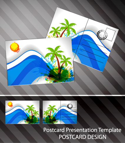 Creative Postcard design elements vector set 01 postcard elements element creative card   