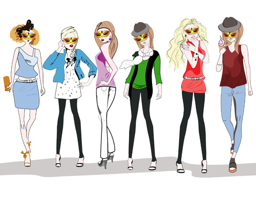 Different fashion girls design graphics vector graphics girl fashion girls fashion different   