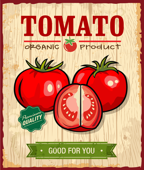 Fresh tomato retro style poster vector material 04 vector material Retro style Retro font poster material fresh   