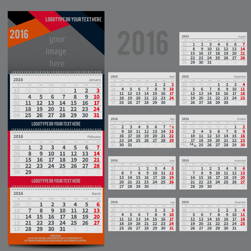 Desk calendar template 2016 vector material 01 desk calendar desk calendar 2016   