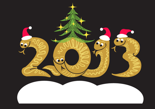 Year of Snake and Christmas design elements vector 02 snake elements element christmas   