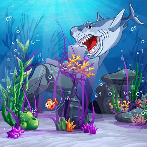 Cartoon underwater world beautiful vector 08 37065 world underwater cartoon beautiful   