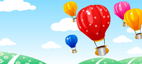 Hot Air Balloon and beautiful views vector 01 views Hot air balloon beautiful   