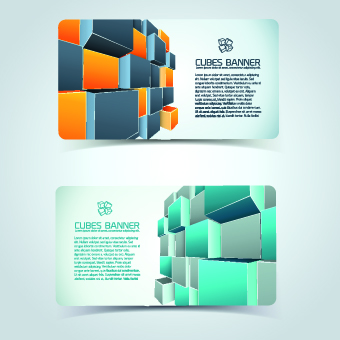 Colored Cubes banner card design vector 04 cubes colored card banner   