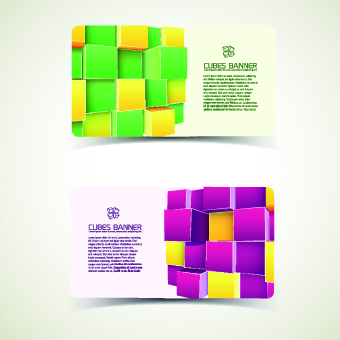 Colored Cubes banner card design vector 03 cubes colored card banner   