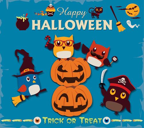 Funny halloween night poster vectors 01 poster night halloween funny   