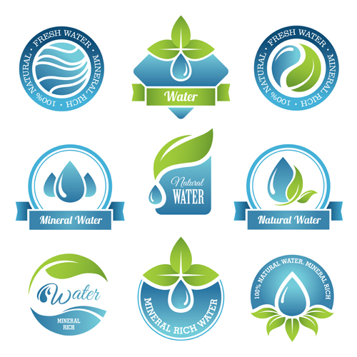 Round water logos vectors graphics water logos   