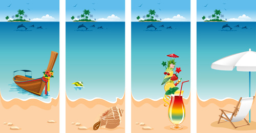 Summer beach scenery vector 01 summer scenery beach   