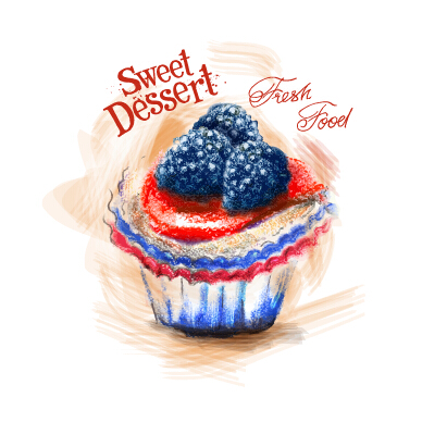 Sweet dessert colored drawn vector sweet dessert colored   