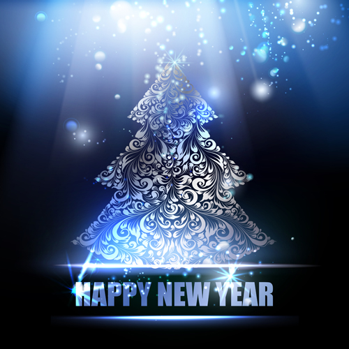 Christmas tree with new year blue background new year christmas tree christmas blue   