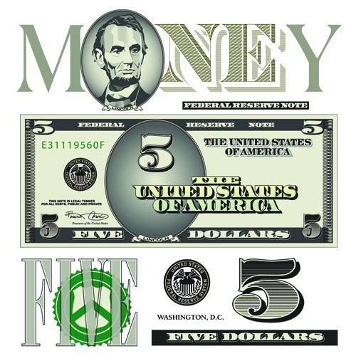 Vector money with dollars design template 05 template money dollars   