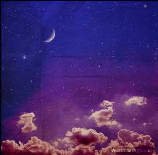 Retro night sky vector background 02 Vector Background sky Retro font night background   