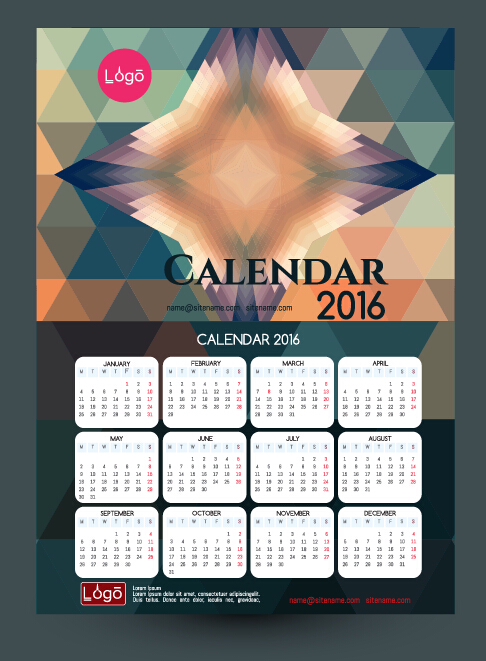 2016 technology calendar template vector 01 template technology calendar 2016   