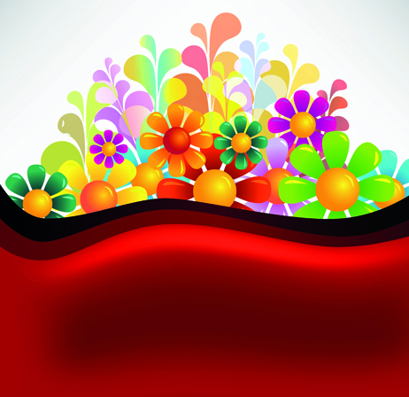 Bright Colorful flowers vector background set 04 flowers flower colorful bright   