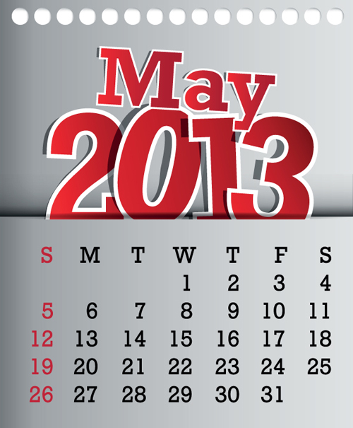 Calendar May 2013 design vector graphic 05 May calendar 2013   