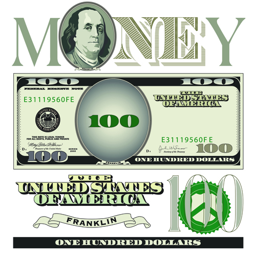 Vector money with dollars design template 02 template money dollars   