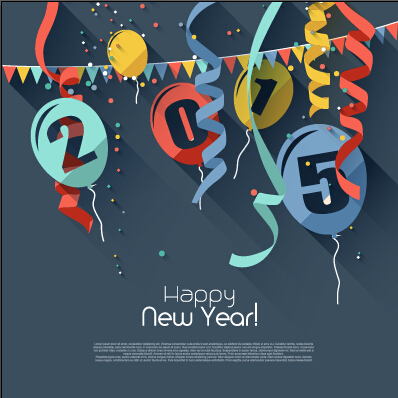 Confetti with balloon 2015 new year background vector new year confetti balloon 2015   