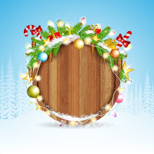 Wood barrel with christmas background design vector 08 wood design christmas barrel background   