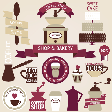 Coffee menu labels and ribbon banner vector 01 ribbon menu labels label coffee banner   