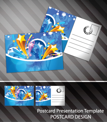 Creative Postcard design elements vector set 03 postcard elements element creative card 2013   