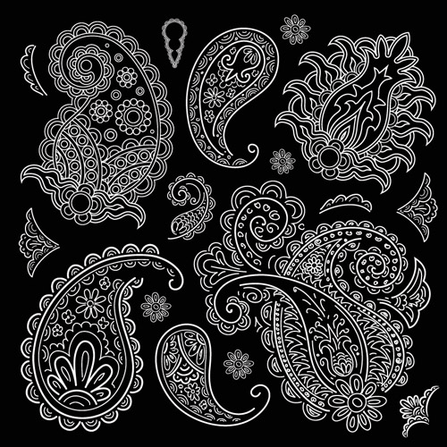 Set of black and white Paisley Pattern vector graphics 03 white pattern vector pattern paisley black   