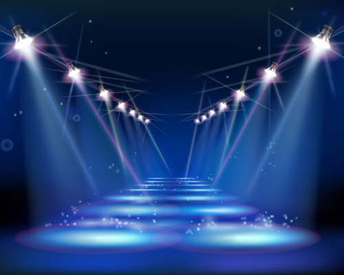 Set of Stage with spotlights elements vector 02 stage spotlights spotlight elements element   