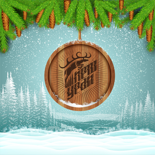 Wood barrel with christmas background design vector 09 wood design christmas barrel background   