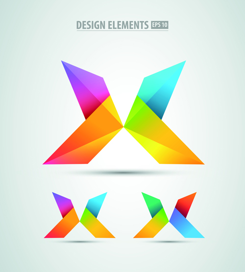 Colored origami design elements vector 05 origami colored   