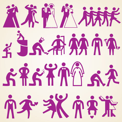 Wedding people silhouette design vector wedding silhouette people   