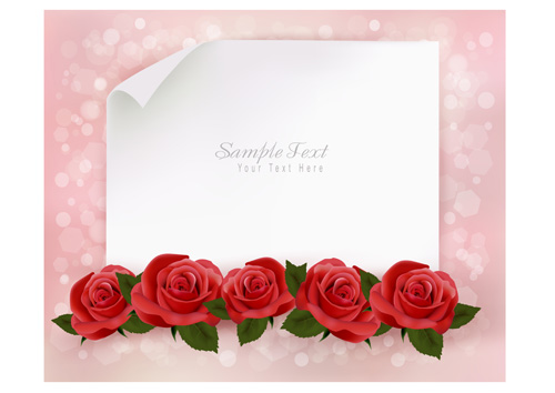 Roses with blank paper vector background 01 rose paper blank   