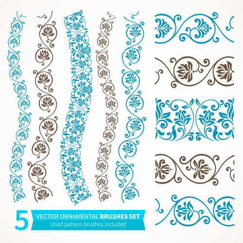 Beautiful floral seamless borders vector set 02 seamless floral borders beautiful   