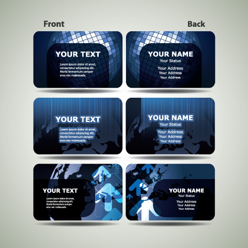 Blue Futuristic business card design vector 01 futuristic card business card business blue   