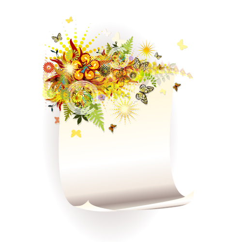 Shiny floral with paper background vector paper floral design background   