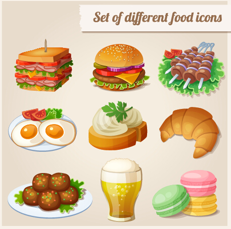 Set of different food icons vector material vector material material icons icon different   